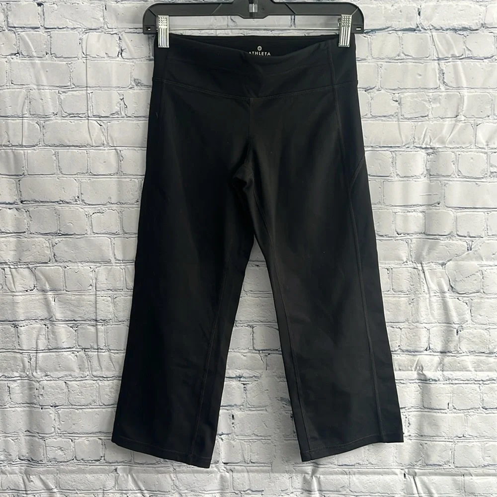 Athleta Black Cropped wide leg Leggings yoga woman’s size‎ small - Picture 5 of 6